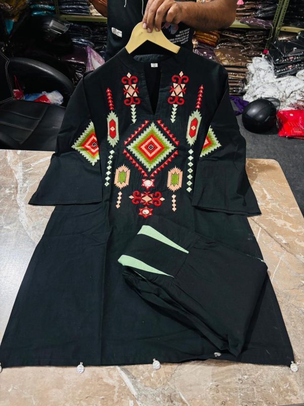 black embroidered ethnic co ord set