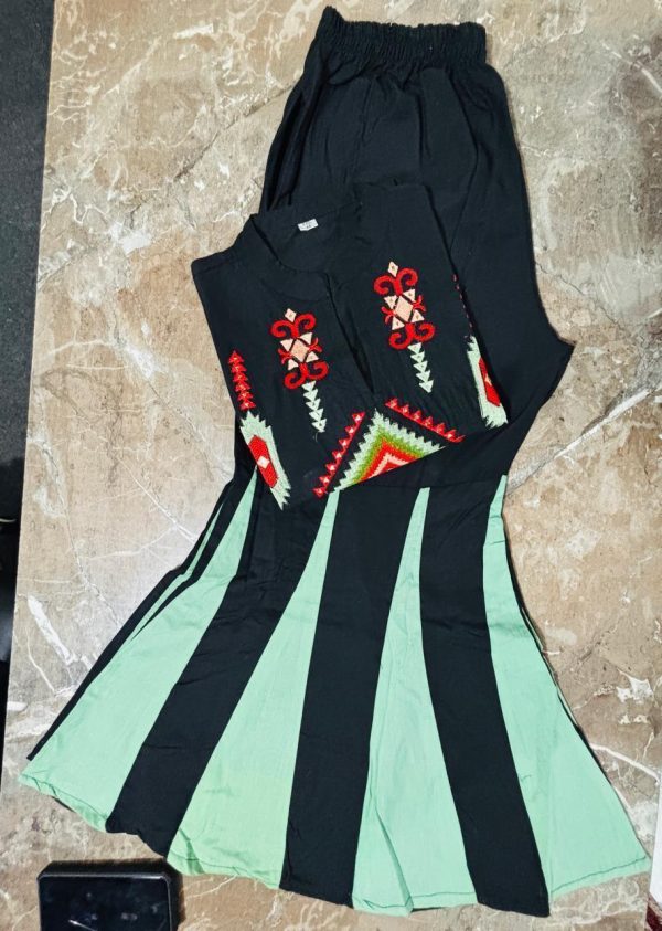 black embroidered ethnic co ord set