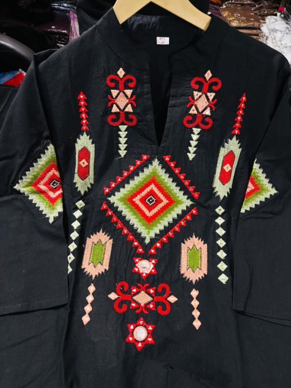 black embroidered ethnic co ord set