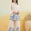 vory & blue printed kurti set with tassel detail
