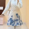vory & blue printed kurti set with tassel detail
