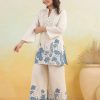 vory & blue printed kurti set with tassel detail