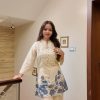 vory & blue printed kurti set with tassel detail