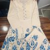 vory & blue printed kurti set with tassel detail