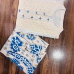 vory & blue printed kurti set with tassel detail
