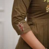 beautiful olive anarkali dupatta set