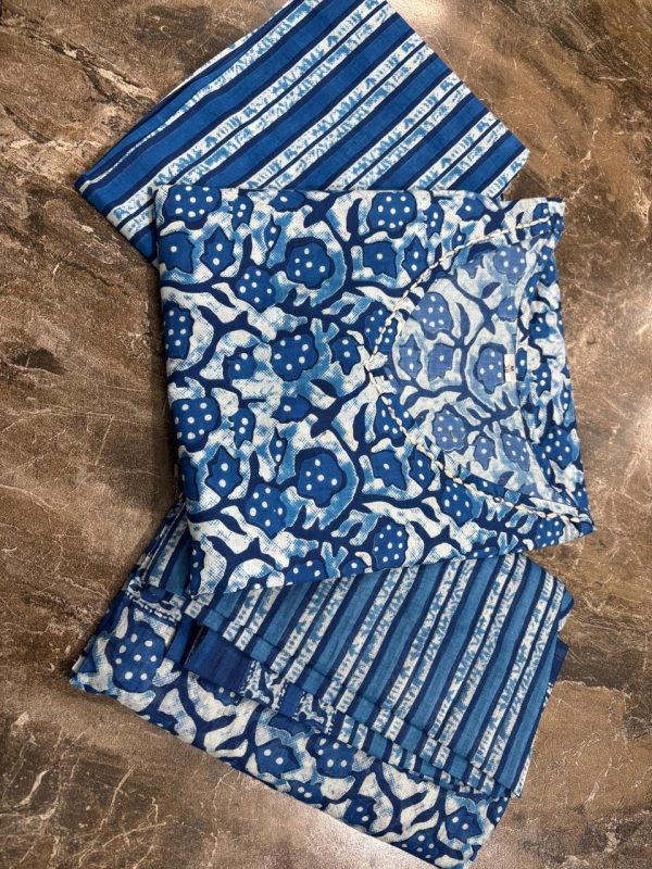 blue floral dupatta set
