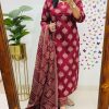 gulnaar red printed with dupatta set