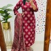 gulnaar red printed with dupatta set