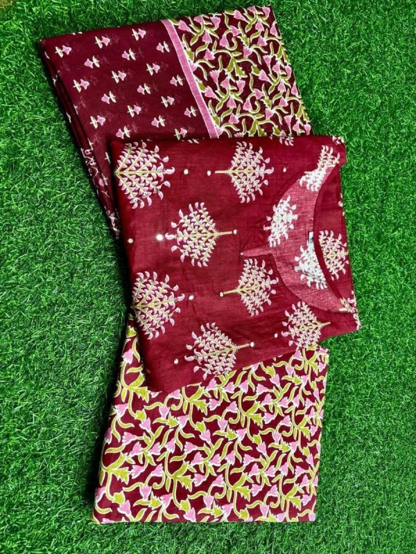 gulnaar red printed with dupatta set