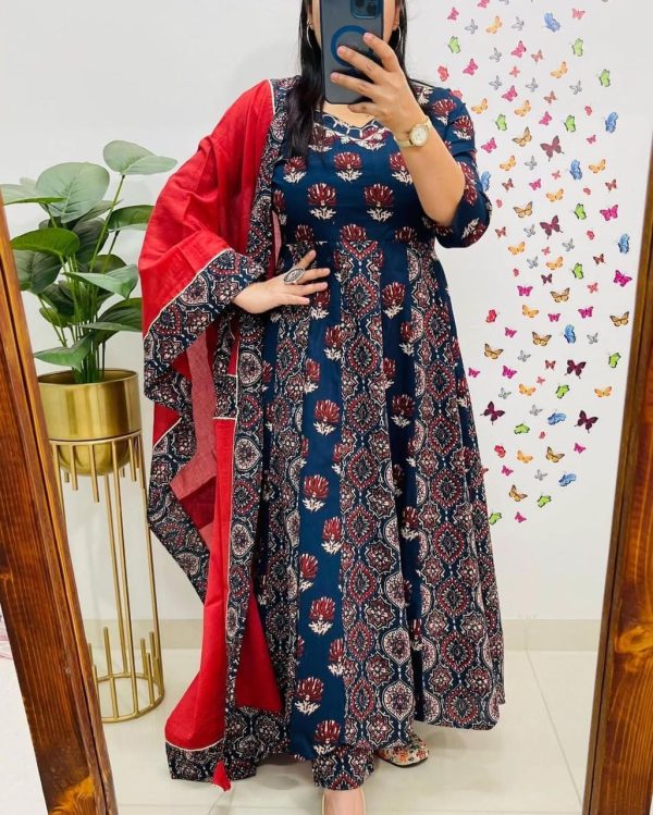 gulnaar red printed with dupatta set (copy)