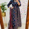 blue anarkali dupatta set