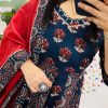 blue anarkali dupatta set