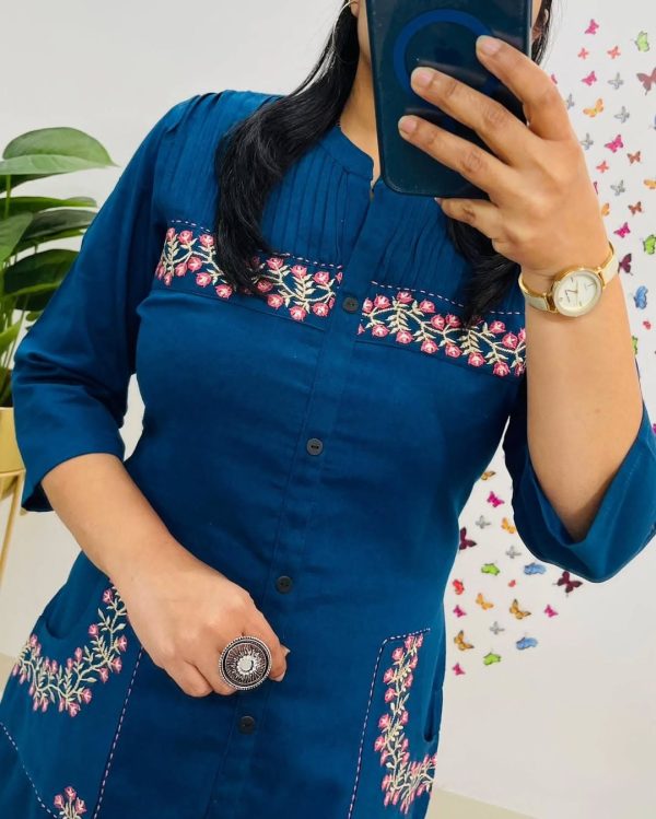 pure fine cotton embroidered kurta set