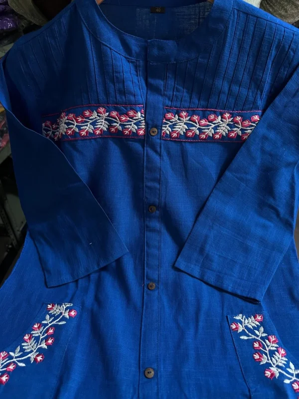 pure fine cotton embroidered kurta set