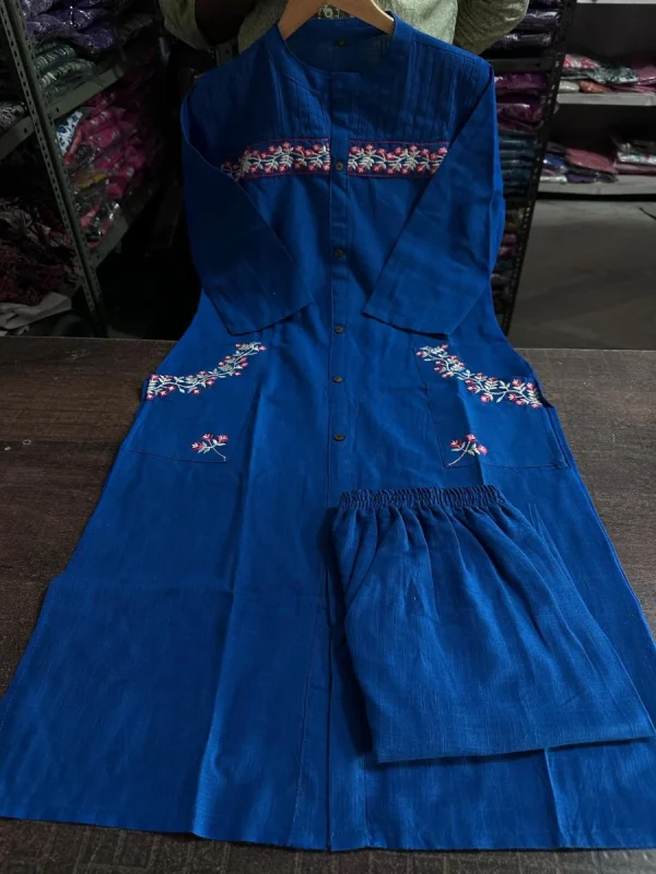 pure fine cotton embroidered kurta set