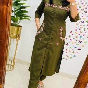 pure fine cotton embroidered kurta set (copy)