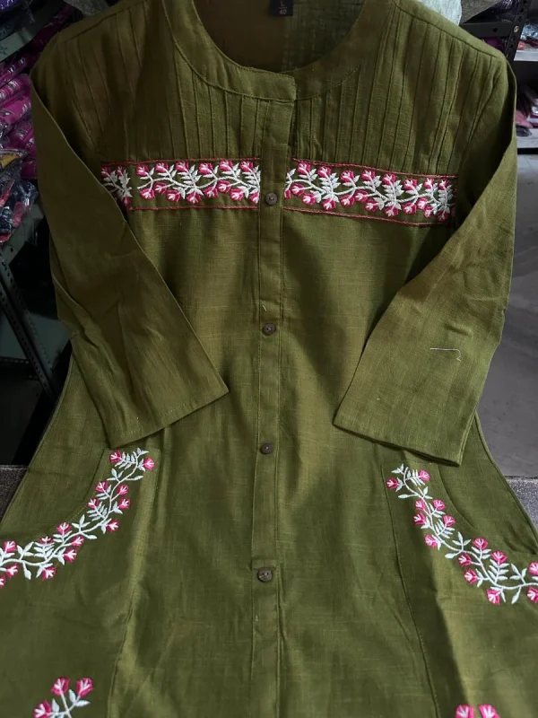 pure fine cotton embroidered kurta set (copy) elegant pure cotton embroidered kurta set