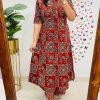 red premium jaipuri floral fine cotton co ord set