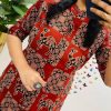 red premium jaipuri floral fine cotton co ord set