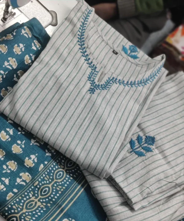 blue cotton khadi silk floral print dupatta set blue cotton khadi silk floral print dupatta set