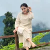 classy embroidered off white kurta set