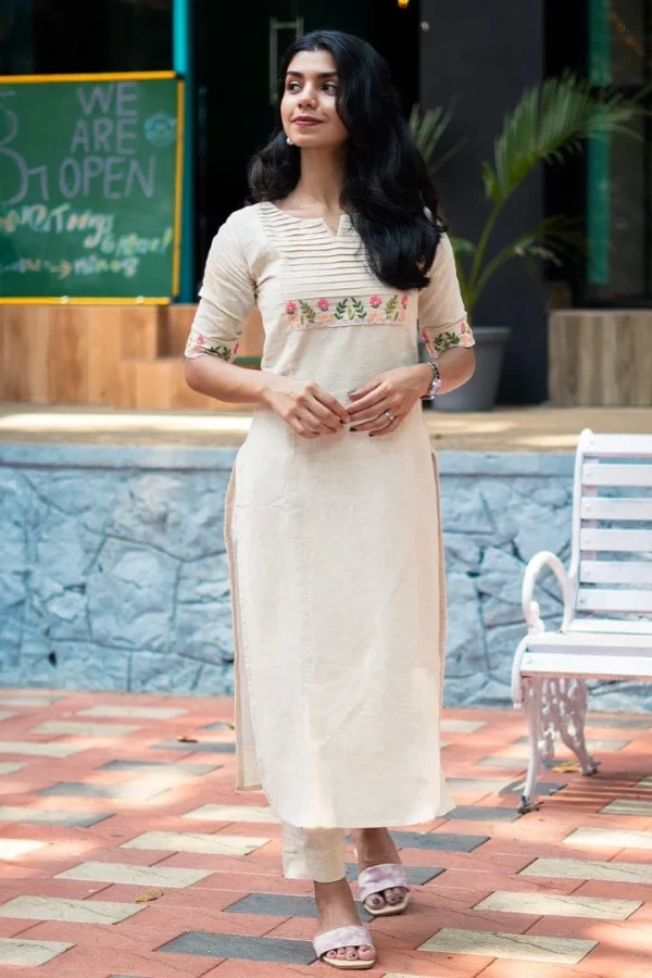 classy embroidered off white kurta set (copy)