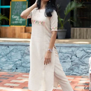classy embroidered off white kurta set (copy)