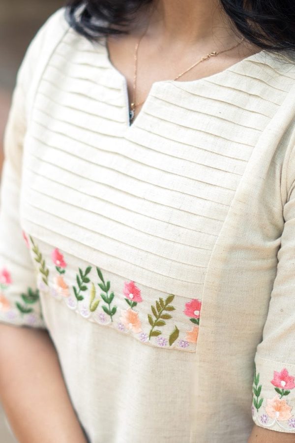 classy cotton flex off white kurta set