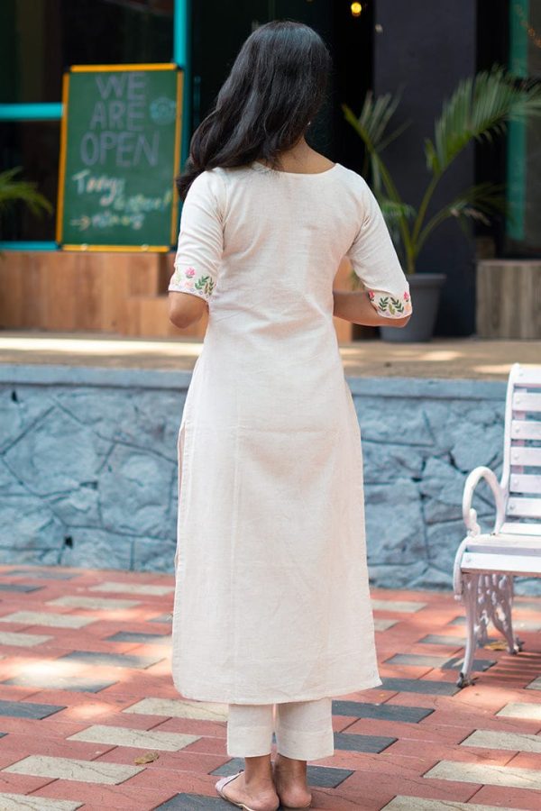 classy cotton flex off white kurta set