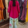vibrant rani colour short kurti & botanical palazzo co ord set