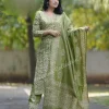women green ajrak dupatta set (copy)