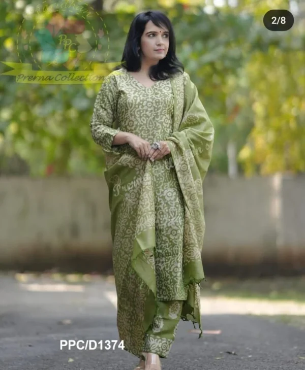 women green ajrak dupatta set (copy)