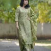 women green ajrak dupatta set (copy)