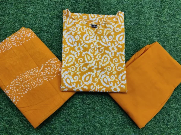 women cotton yellow dupatta set