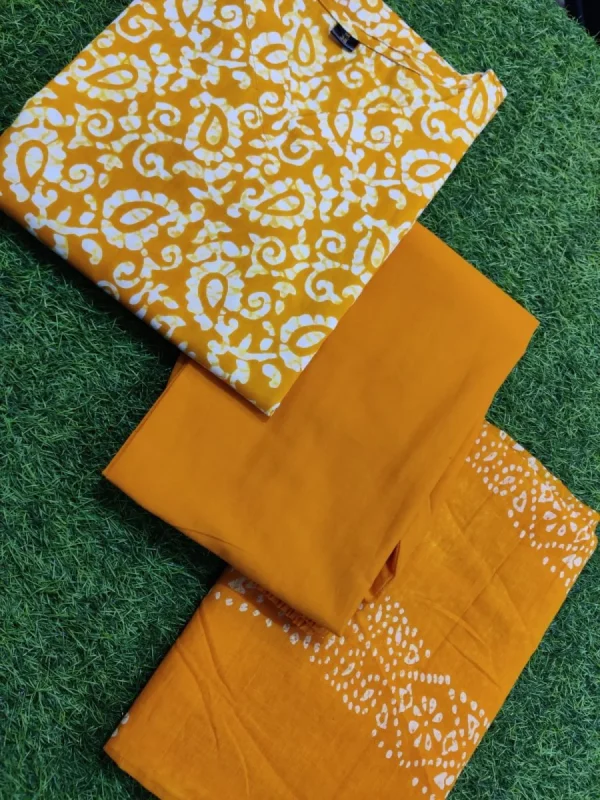 women cotton yellow dupatta set