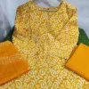 women cotton yellow dupatta set