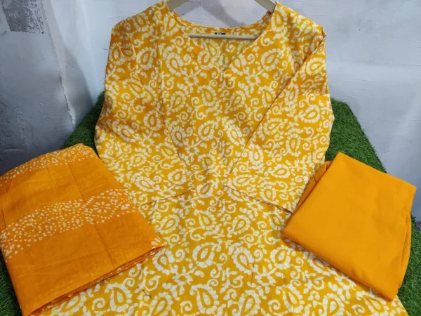 women cotton yellow dupatta set