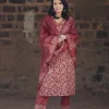 women cotton red dupatta set