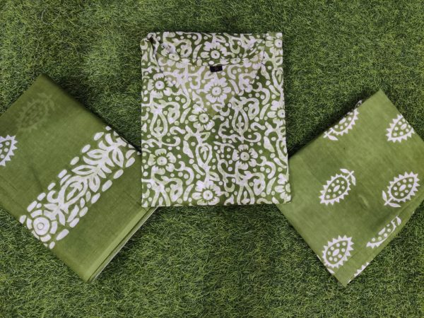 women cotton green dupatta set