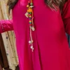 vibrant rani colour short kurti & botanical palazzo co ord set