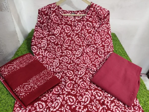 women cotton red dupatta set