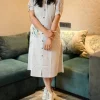 women grey cotton middi gown