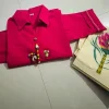 vibrant rani colour short kurti & botanical palazzo co ord set