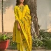 women cotton yellow dupatta set (copy)