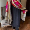 women handloom cotton black dupatta set