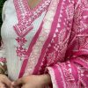 women katha cotton pink dupatta set