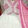 women katha cotton pink dupatta set