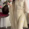 women off white chanderi dupatta set