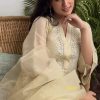 women off white chanderi dupatta set